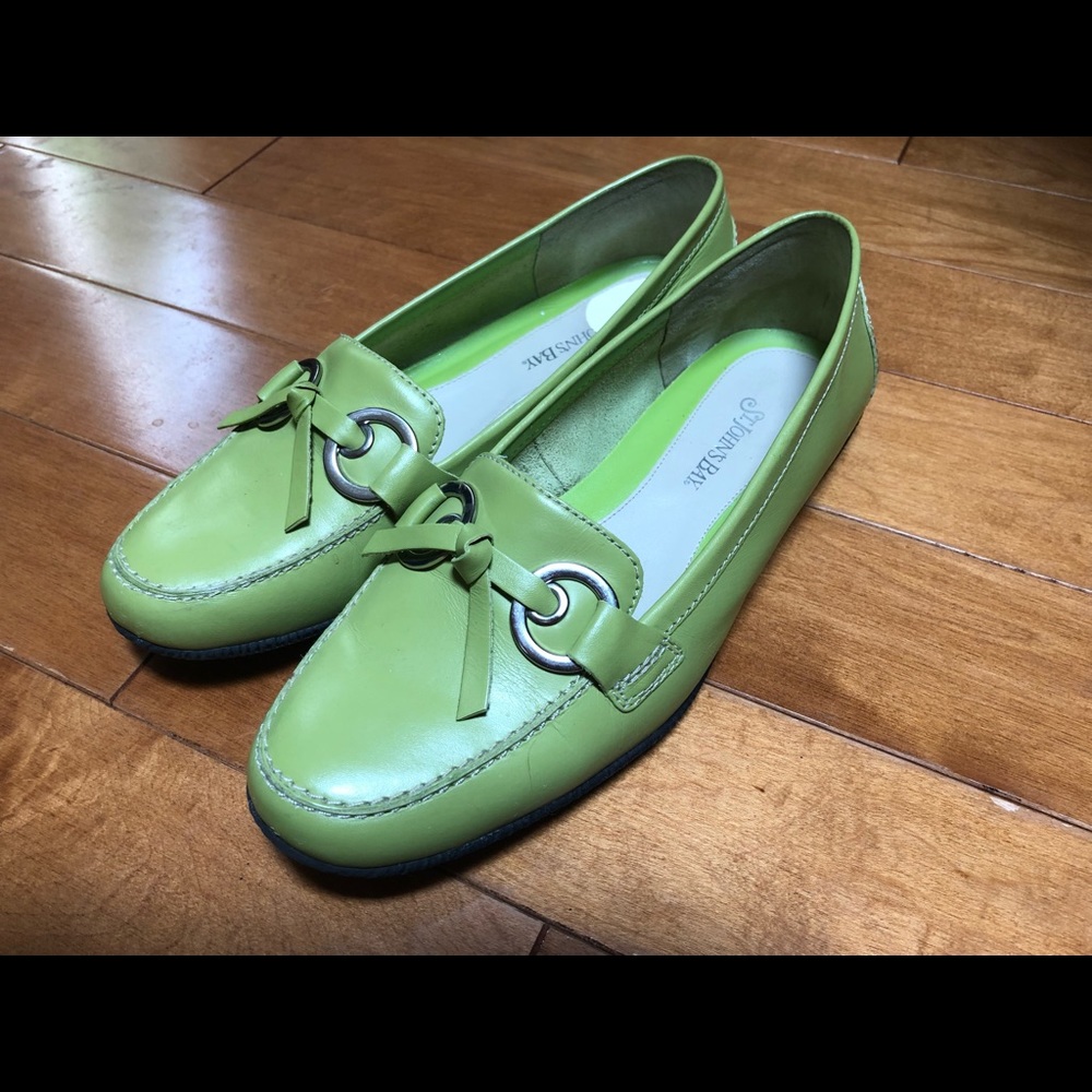 Lime Green Leather Loafers size 8. St. John’s Bay